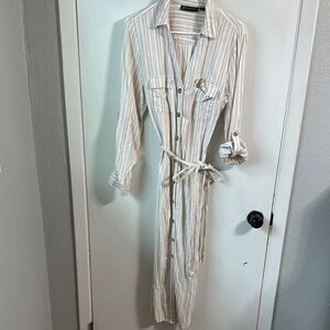 Striped Cream Shirt Dress